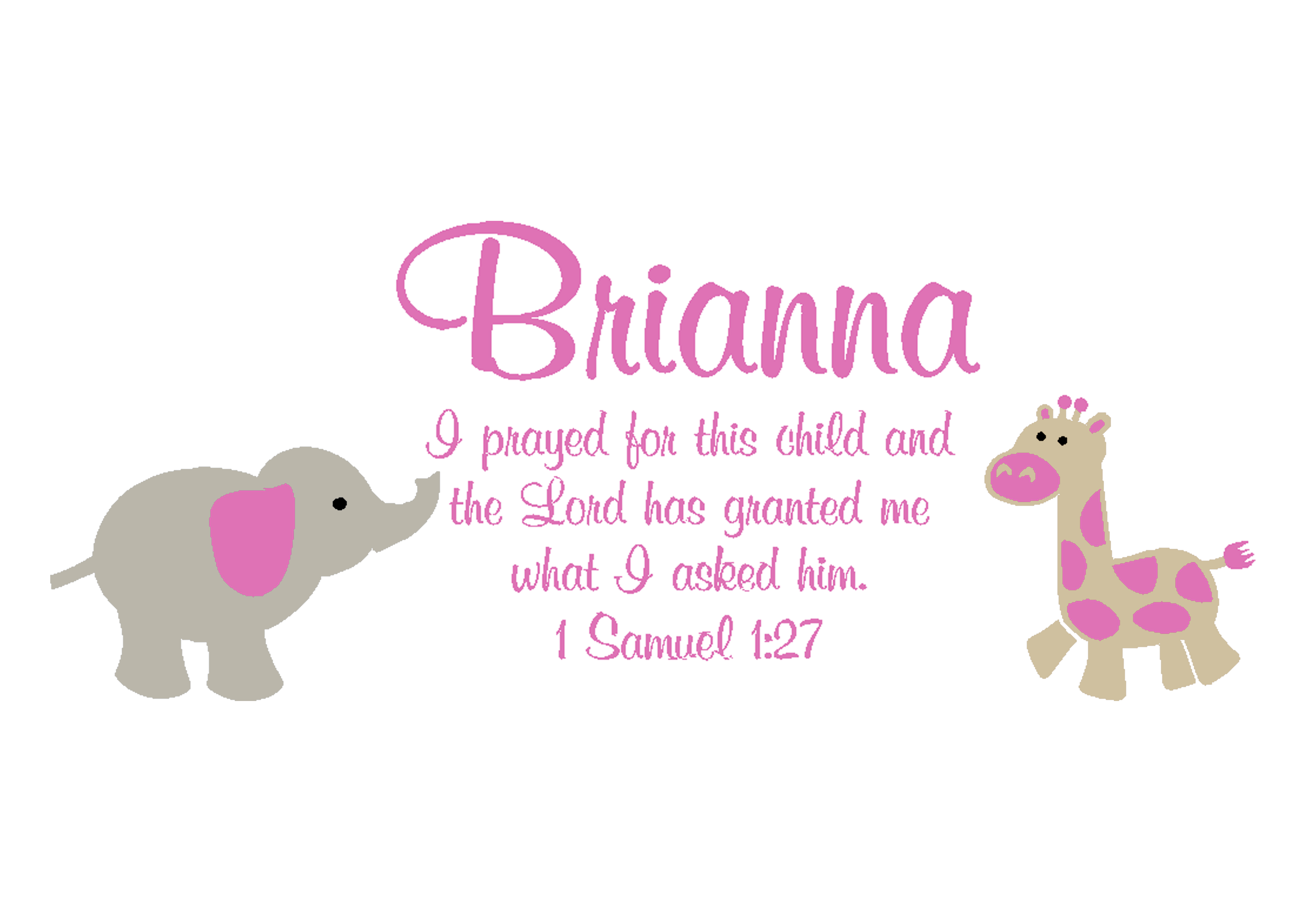 1 Samuel 27-Personalized with elephant and giraffe option 2 girl