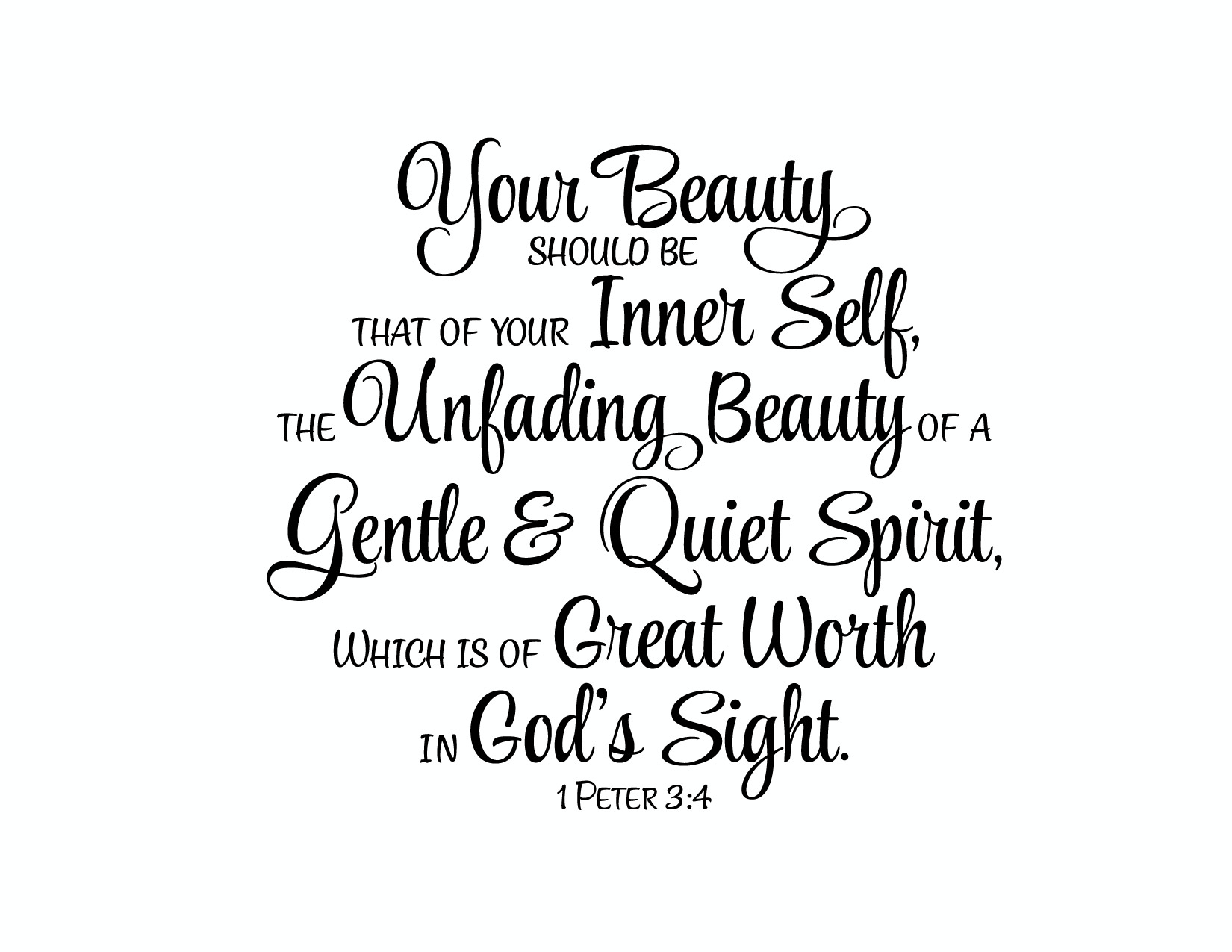 1 Peter 3v3-4 Vinyl Wall Decal version 1 Your beauty ...