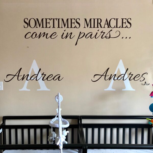 Sometimes Miracles Come in Pairs Vinyl Wall Decals