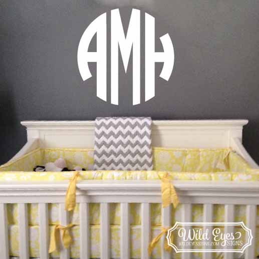 Family Name Circle Monogram Vinyl Wall Decal