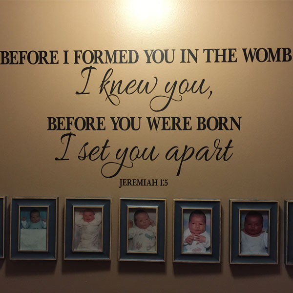 Jeremiah 15 Vinyl Wall Decal 2 Before I Formed You In The Womb I Knew You