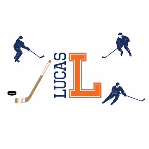 Hockey Personalized Monogram Sports Theme Vinyl Wall Decal