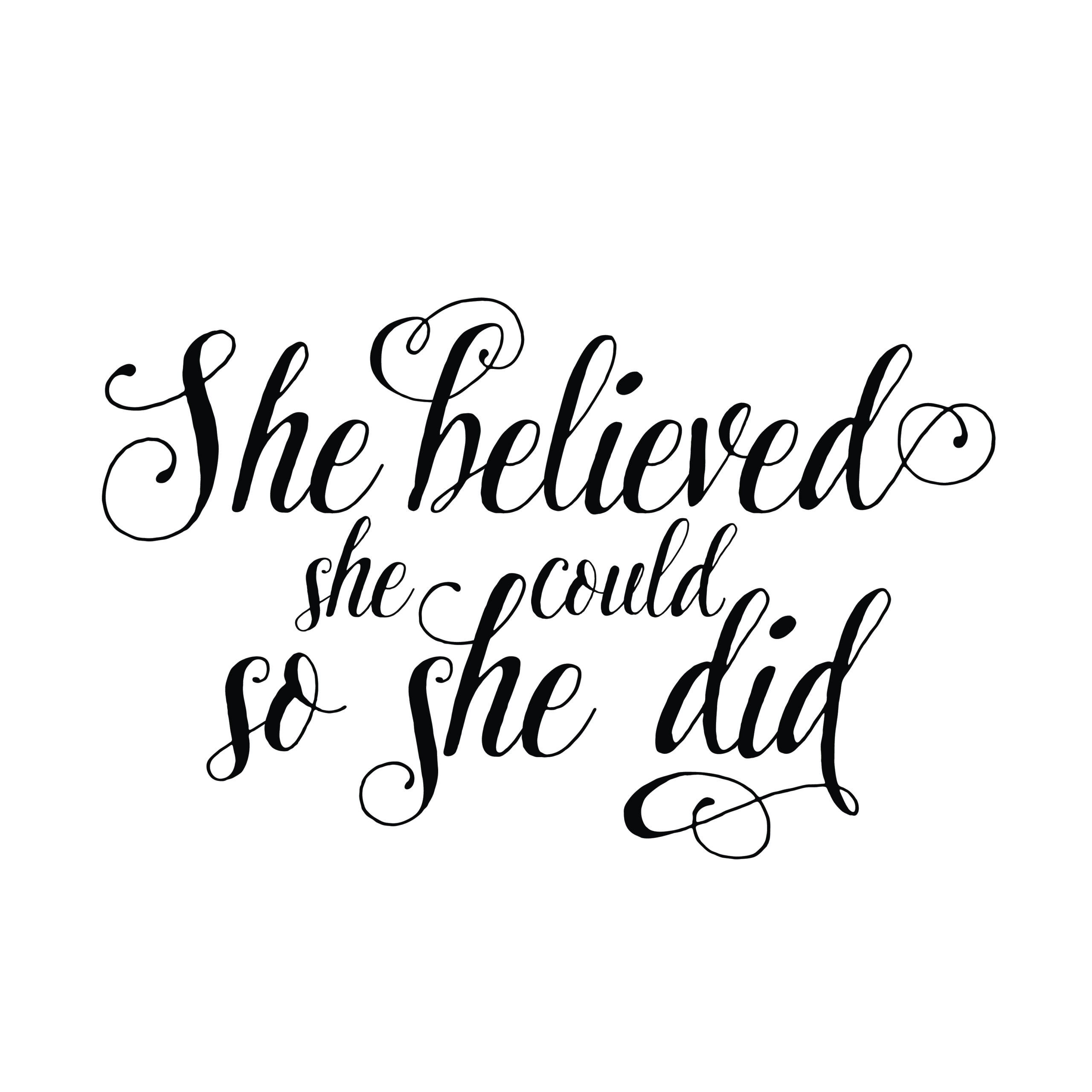 She believed she could so she did, inspirational motivational saying teen girl decor for women art vinyl decal sticker modern decal CT4568 - Image 2