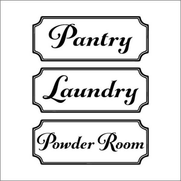 Laundry Pantry Powder Room Set of 3 Vinyl Wall Decals