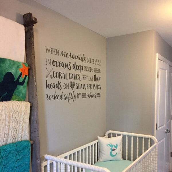 When mermaids sleep in oceans deep inside their coral caves Vinyl Wall Decal