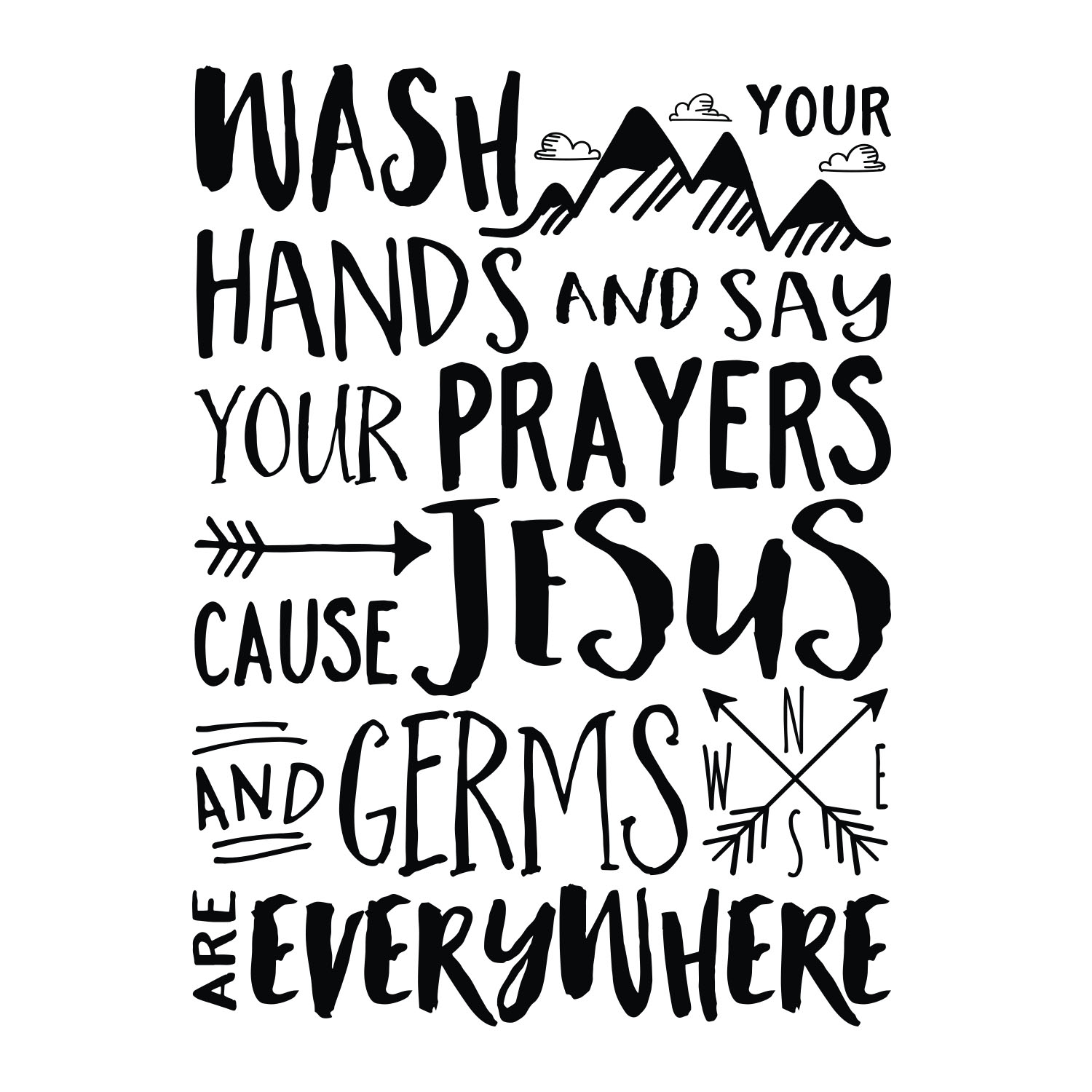 Wash your hands and say your prayers Vinyl Wall Decal 3 by Wild Eyes Signs, Bathroom Decor, Modern Christian Wall Sticker, Arrows, Washroom Art, RE3137 - Image 2