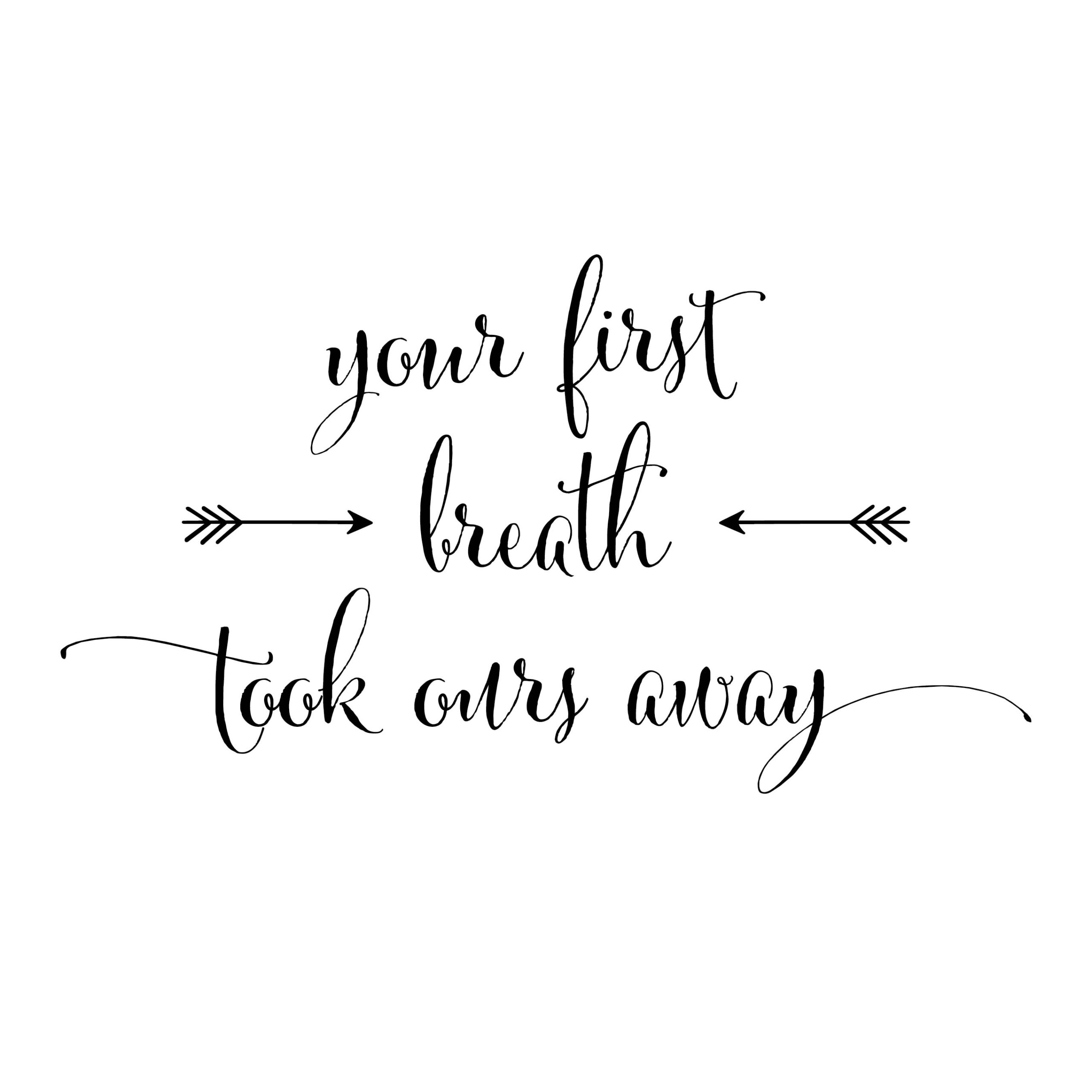 Your first breath took ours away Vinyl Wall Decal by Wild Eyes Signs, Nursery Wall Lettering, Arrows, Modern Nursery Decor, Removable Sticker, CT4622 - Image 4