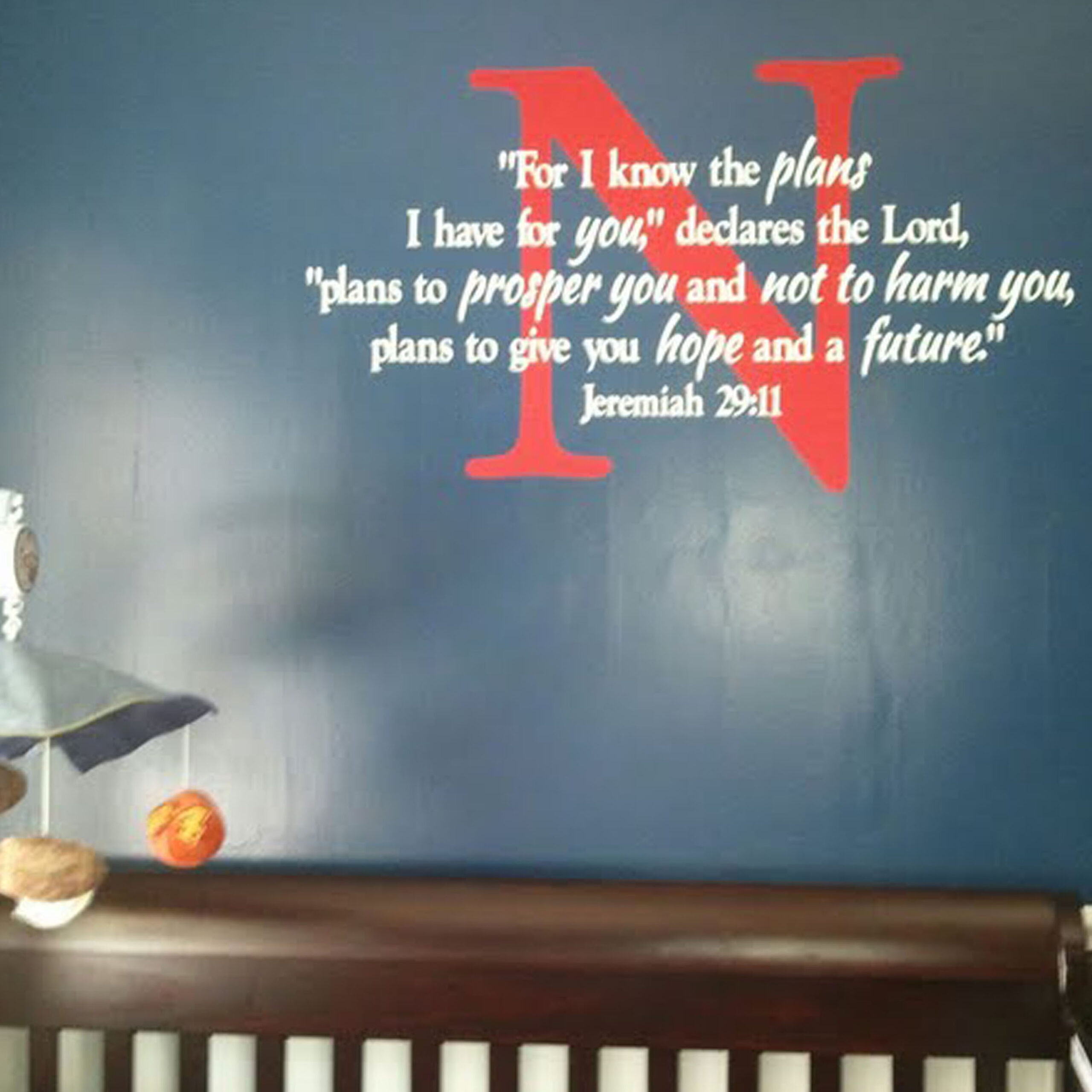 Jeremiah 29:11 Vinyl Wall Decal 18 by Wild Eyes Signs, For I know the plans, Personalized Nursery Decal, Teen Wall Decor, Monogram Christian Scripture Art, JER29V11-0018 - Image 3
