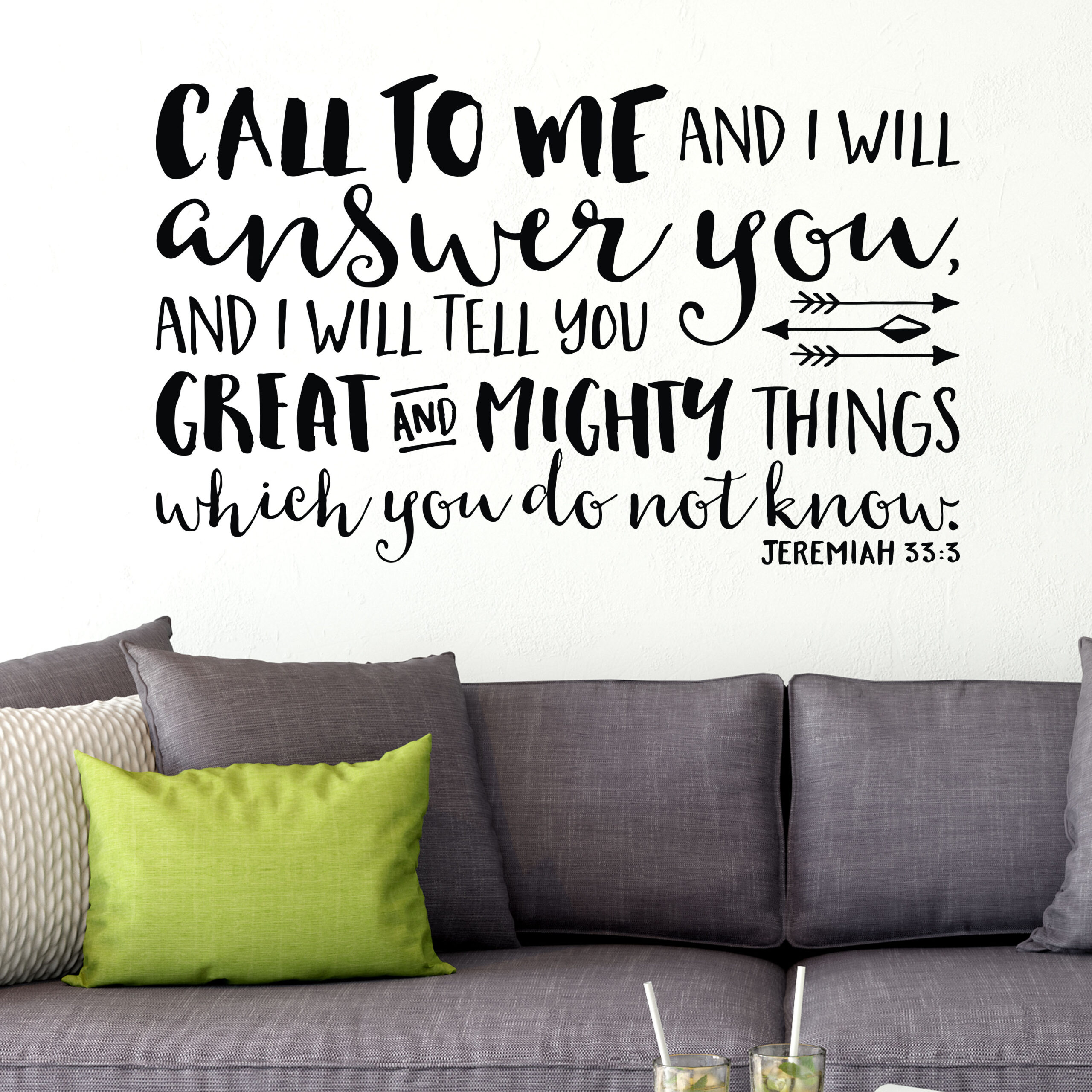 Jeremiah 33:3 Vinyl Wall Decal by Wild Eyes Signs God Call to me and I will answer you and I will tell you Great and Mighty things, Bible Verse, Youth, Explorer Tribal Nursery, Arrows, JER33V3-0001 - Image 2