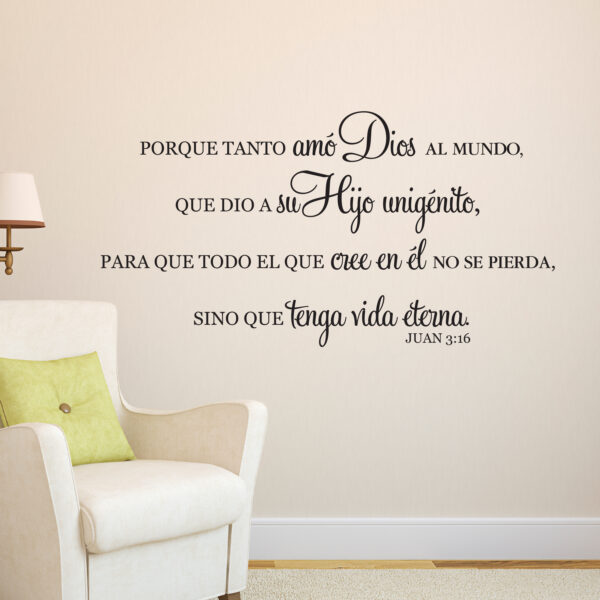 John 3v16 Vinyl Wall Decal 3 Spanish