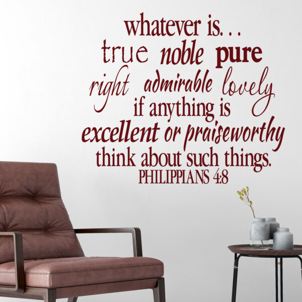 Philippians 4v8 Vinyl Wall Decal 2