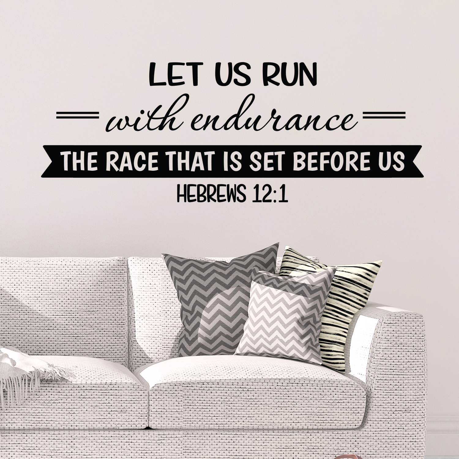 Hebrews 12:1 Vinyl Wall Decal 2 by Wild Eyes Signs Let us run with endurance; the race that is set before us, Weight Room, Home Gym, Workout Room, Inspirational, Goals, Exercise Room, HEB12V1-0002 - Image 2