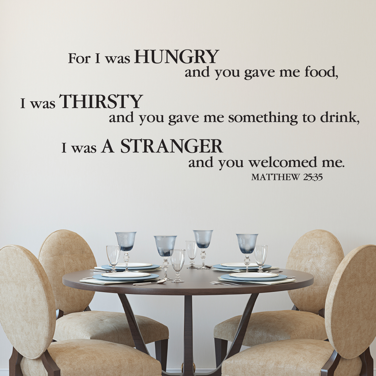 Matthew 25v35 Vinyl Wall Decal 3 I Was Hungry You Fed Me I Was Thirsty   MAT25V35 0003 When I Was Hungry You Gave Me Food AP1 