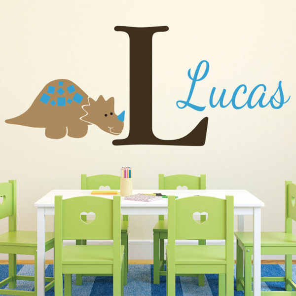 Monogram Dinosaur Triceratops Vinyl Wall Decal