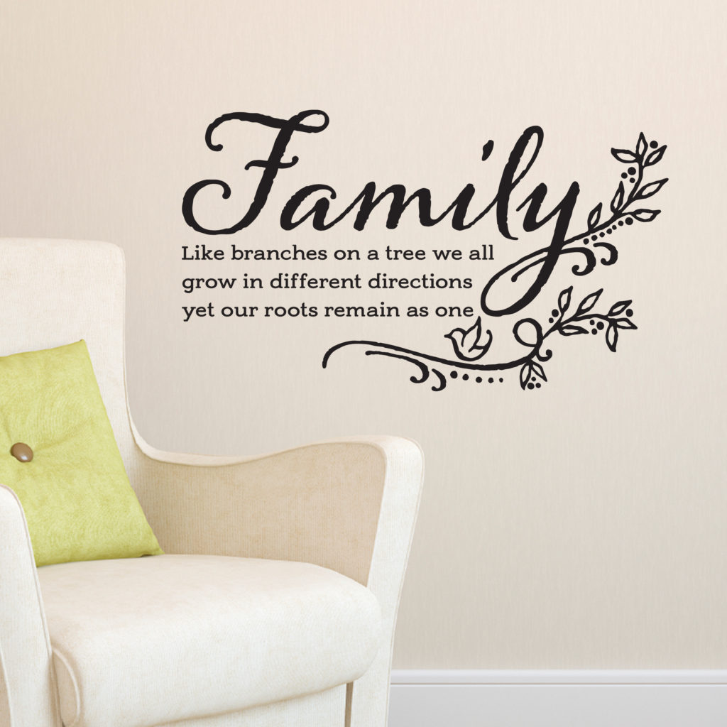 Family like branches vinyl wall art quote for living room/hallway walls