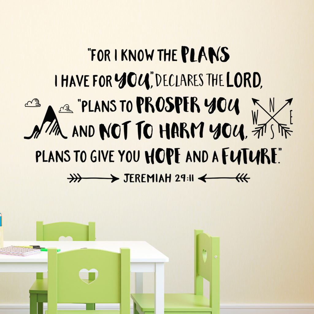 Jeremiah 29v11 Vinyl Wall Decal 30 For I know the plans I have for you
