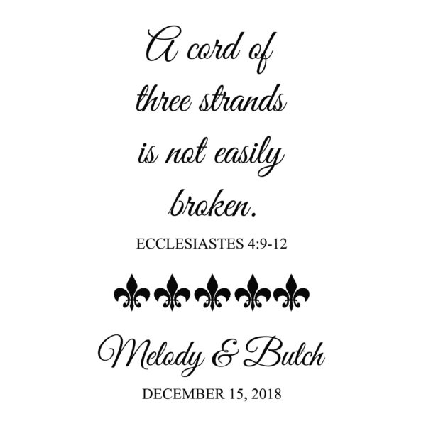 CUSTOM - Ecclesiastes 4:9-12 A cord of 3 strands is not easily broken