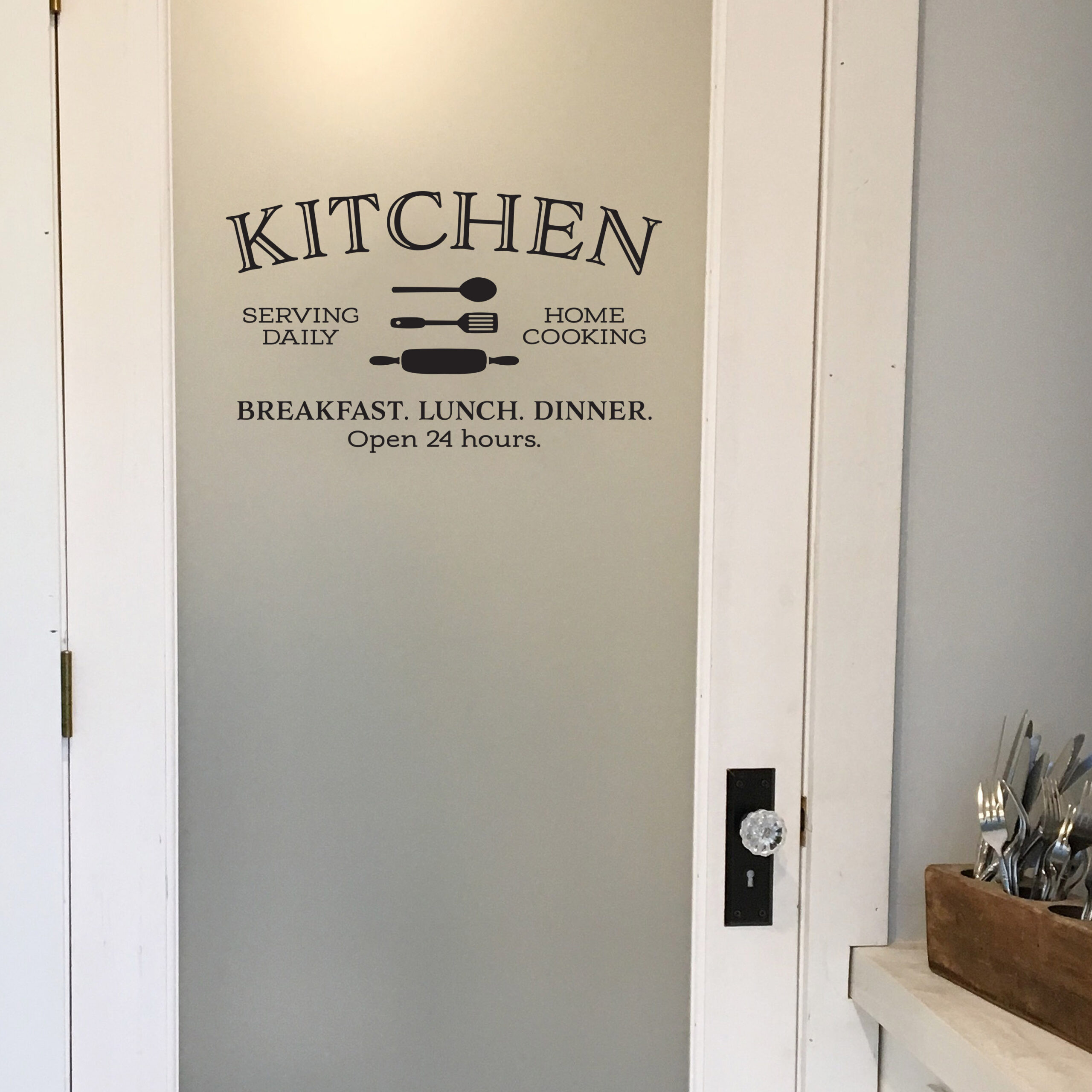 KITCHEN Serving Daily Home Cooking Vinyl Wall Decal by Wild Eyes Signs, Breakfast Lunch Dinner, Open 24 hours, Glass Door Decal, Kitchen Door Sign, Kitchen Wall Decor, HH2258 - Image 2
