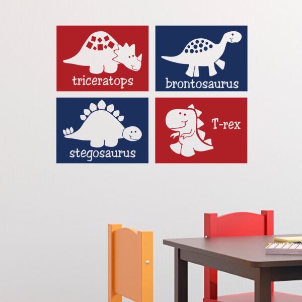 Dinosaur Blocks with Names Set 4 Vinyl Wall Decal
