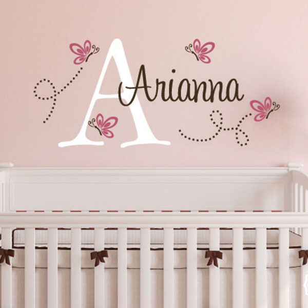 Poka Dot Butterflies Monogram Vinyl Wall Decal