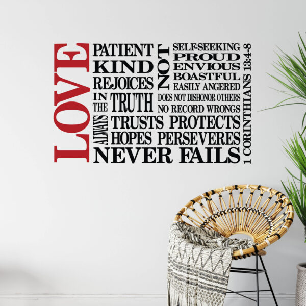 1 Corinthians 13v4-8 vinyl wall decal