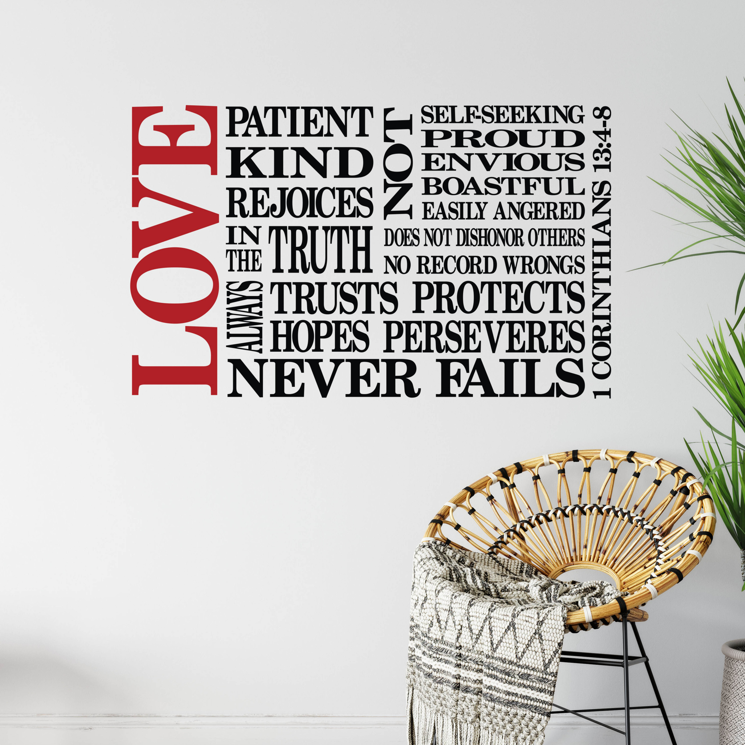 Love is Patient Wall Sticker Religious 1 Corinthians Quote Vinyl Art Home Decor 