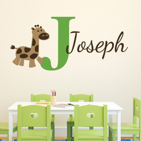 Giraffe Monogram Vinyl Wall Decal,
