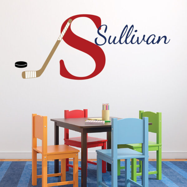 Hockey Monogram Sport Theme Vinyl Wall Decal