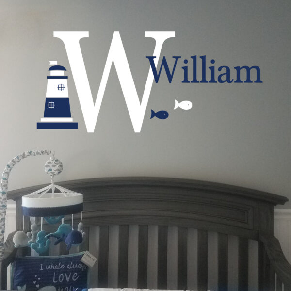 Lighthouse Nautical Monogram Vinyl Wall Decal