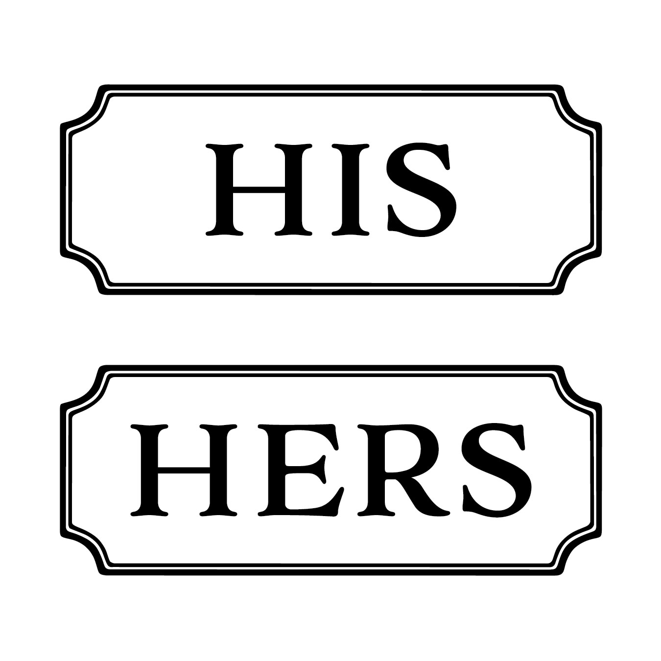 His and Hers Vinyl Lettering Wall Decal Sticker Bathroom Decals