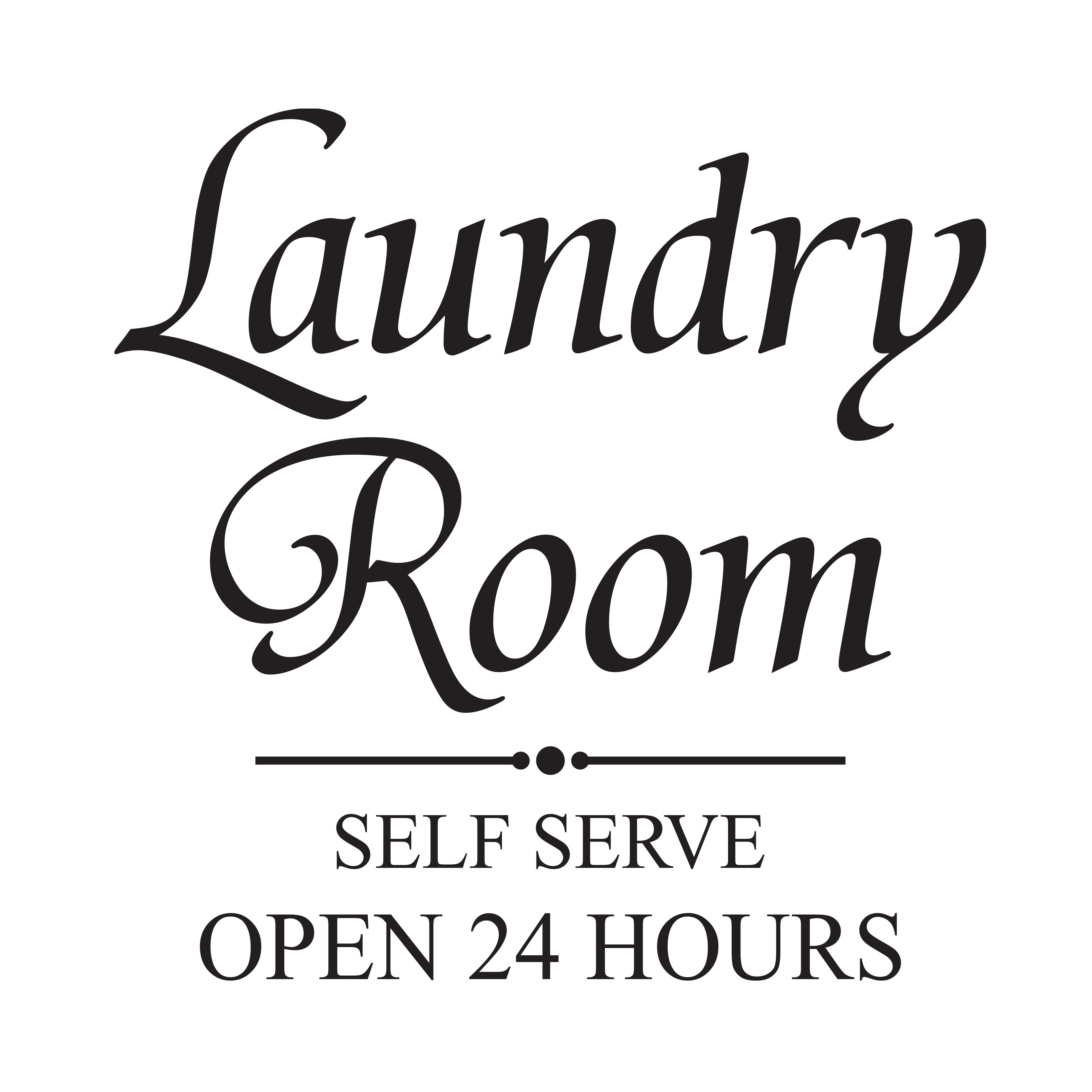 44 Colors Self Serve Laundry Open 24 Vinyl Decal Home Wall Free & Fast Shipping 