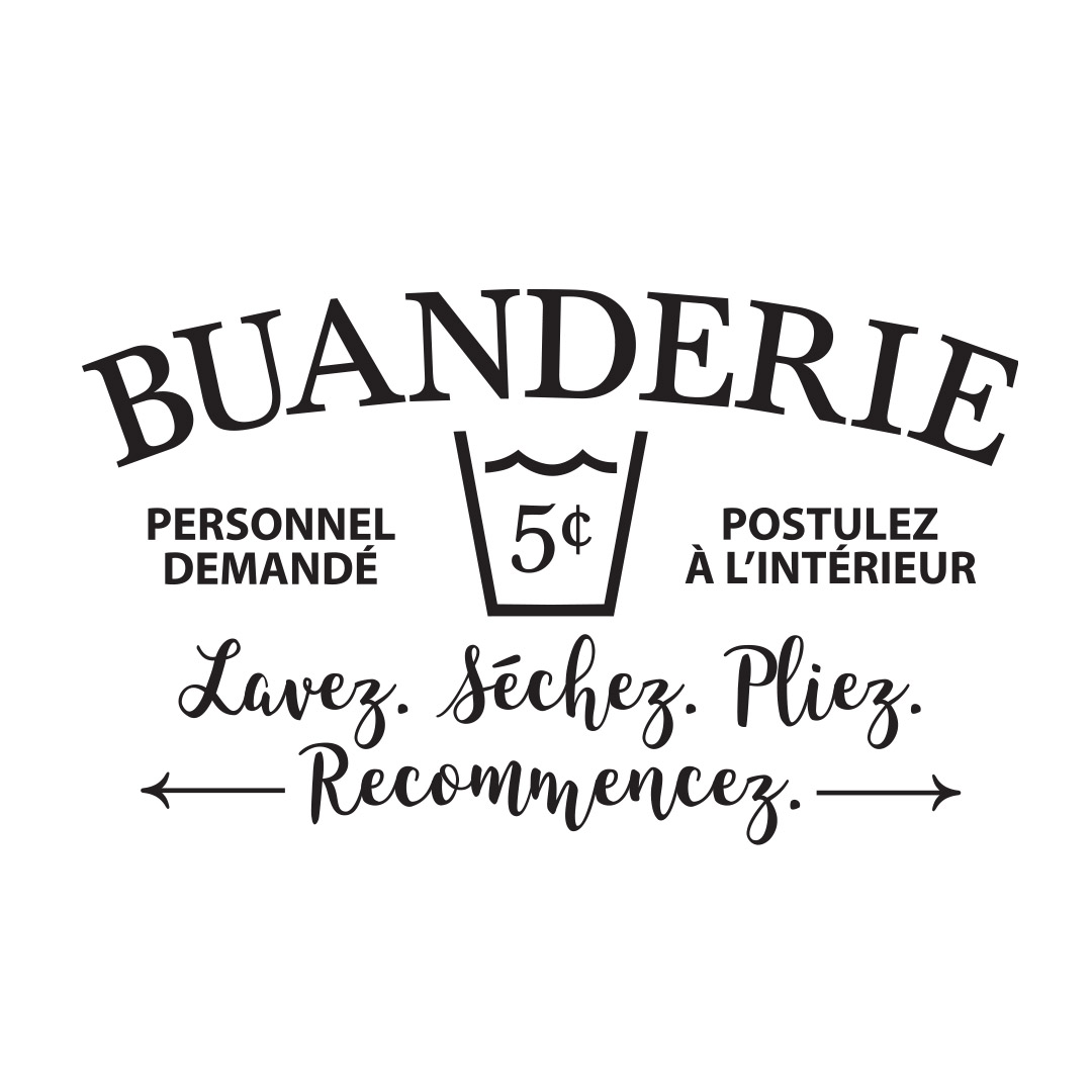 Buanderie Vinyl Wall Decal by Wild Eyes Signs, French Wall Decal, Help Needed Apply Within Wash Dry Fold Repeat, Laundry Room, Utility Room, HH2298 - Image 2