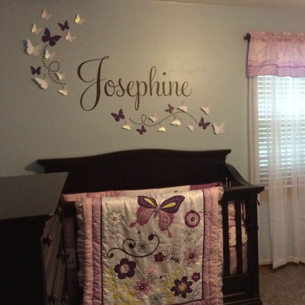 Butterflies Monogram Trails Swirls Vinyl Wall Decal