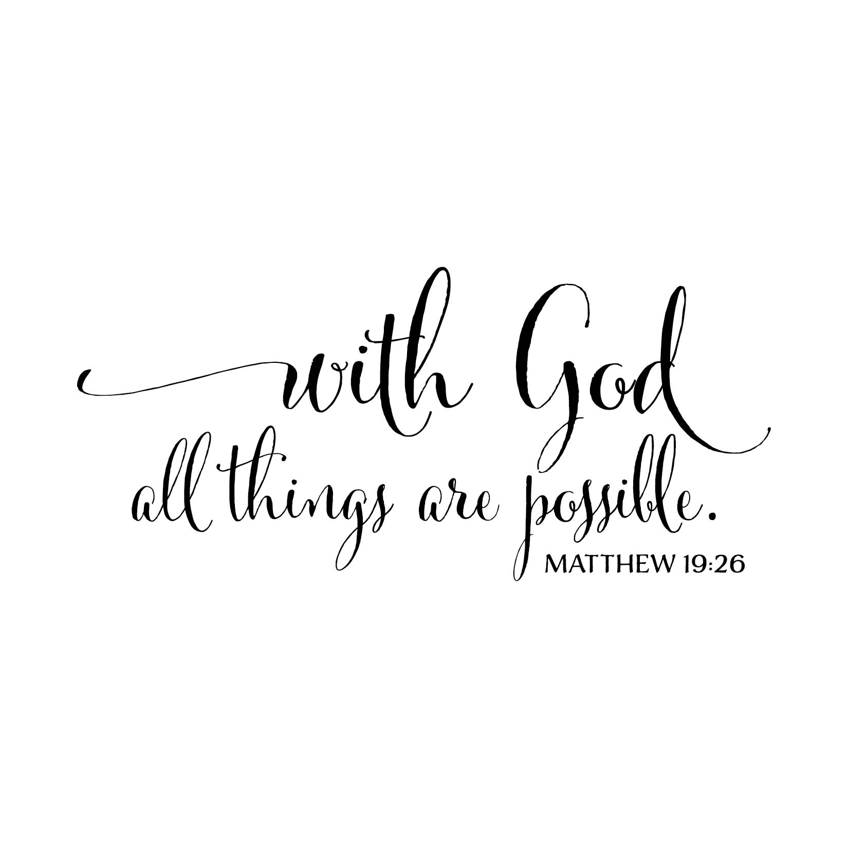 Matthew 19v26 Vinyl Wall Decal 4 With God all things are possible