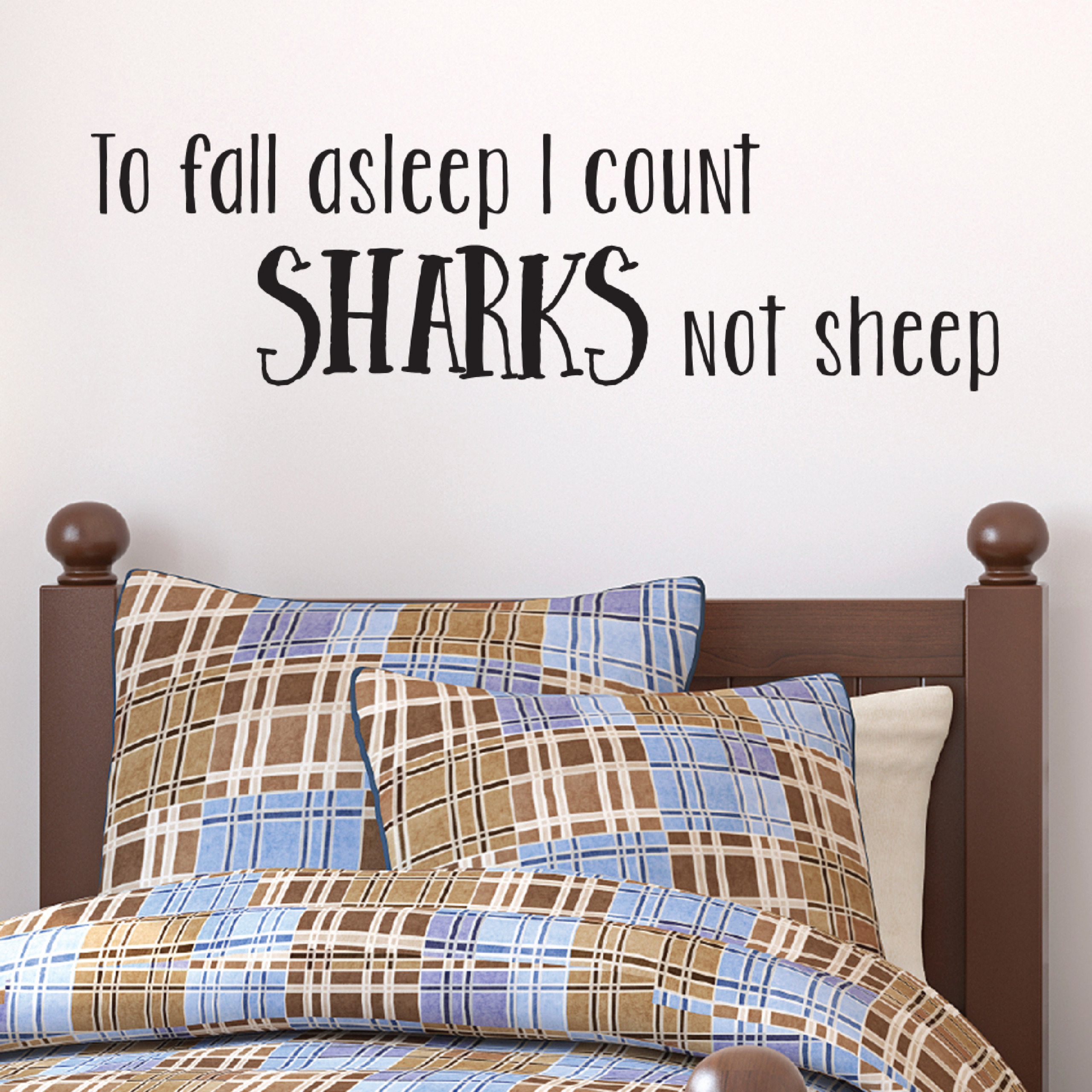 To Fall Asleep I Count Sharks Not Sheep Vinyl Wall Decal
