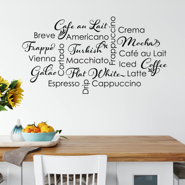 Coffee Collage Vinyl Wall Decal,