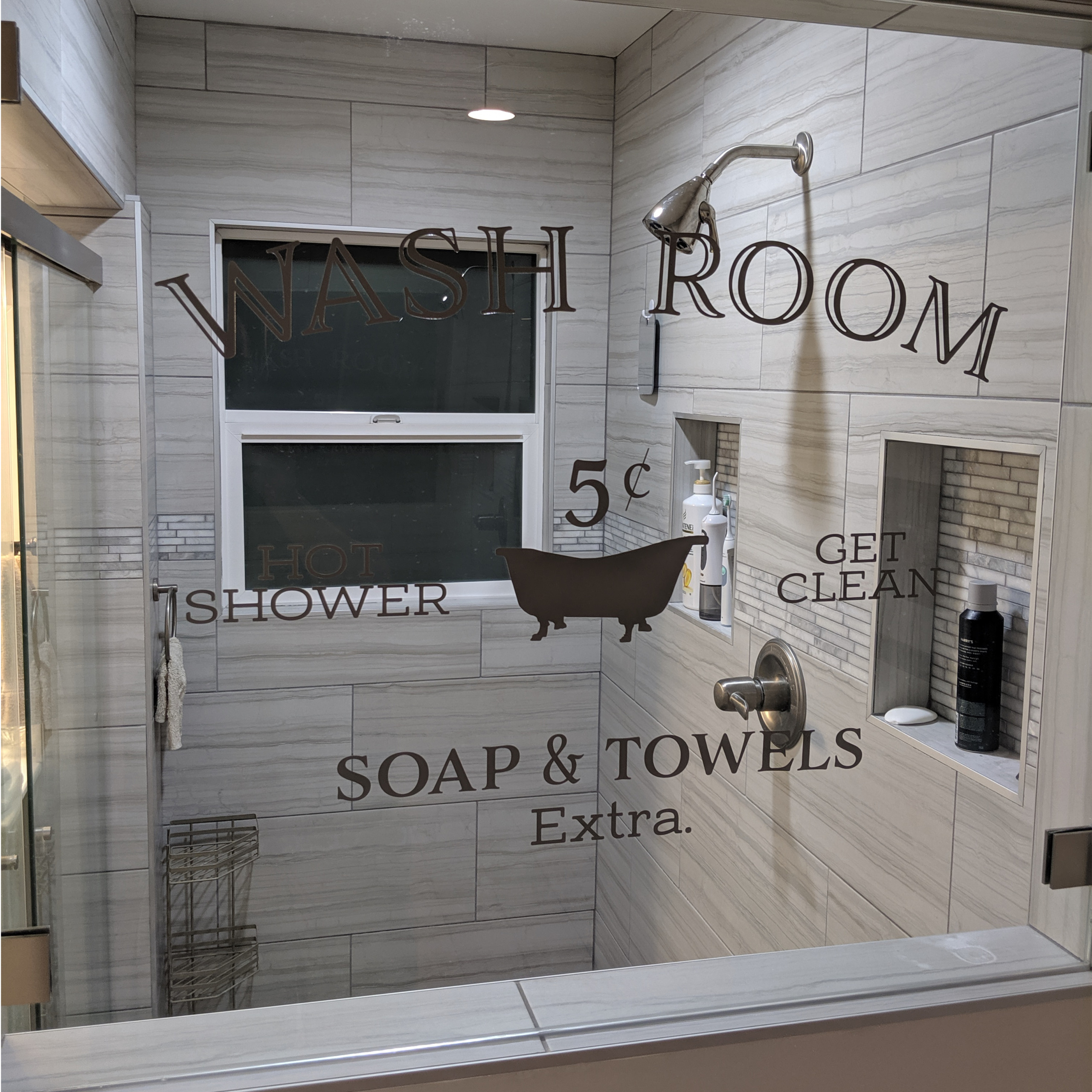 Wash Room Hot Shower Vinyl Wall Decal 2 by Wild Eyes Signs, Get Clean, Soap Towels Extra, Wash Room Decor, Door Sign, Modern Wall Decor, HH2213 - Image 5