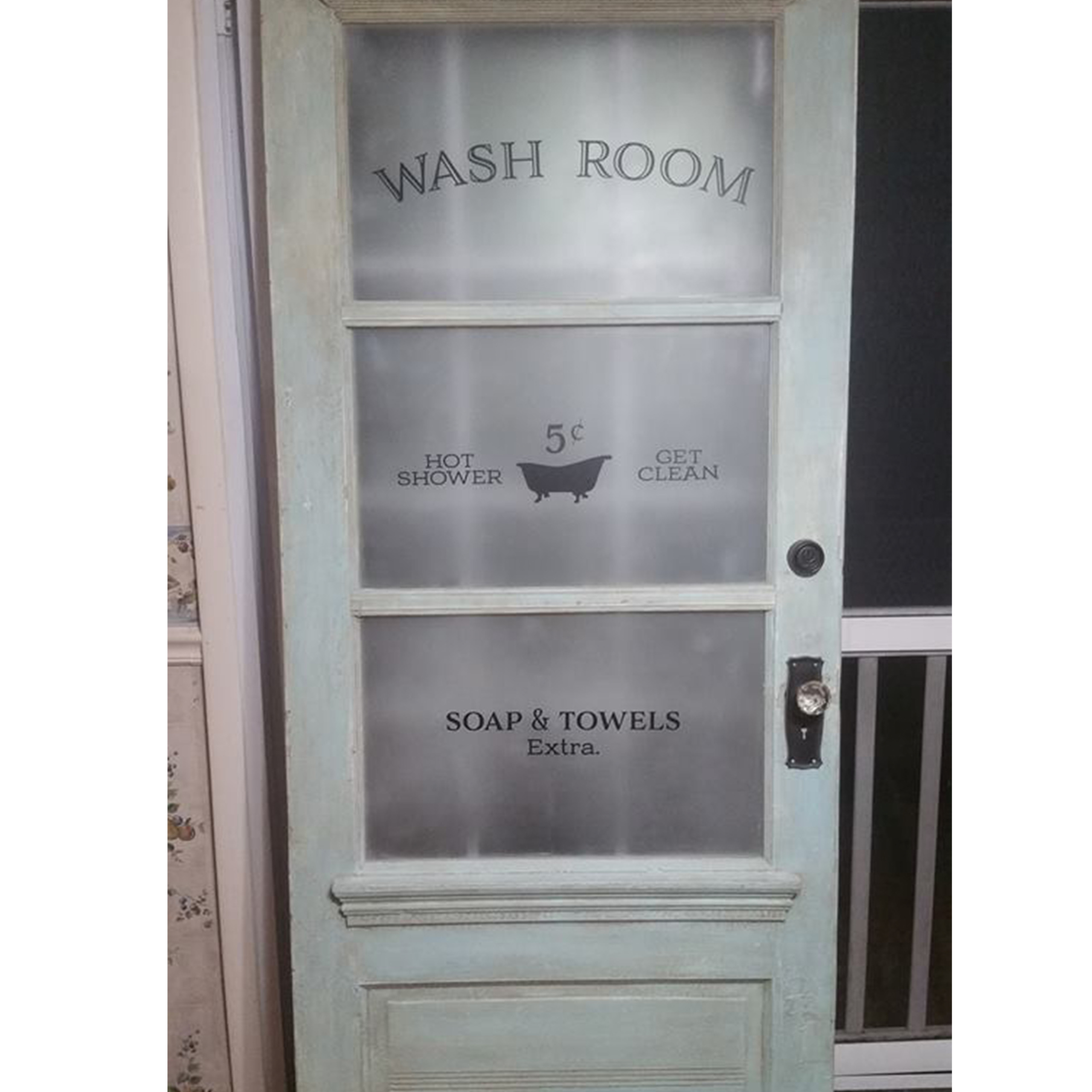 Wash Room Hot Shower Vinyl Wall Decal 2 by Wild Eyes Signs, Get Clean, Soap Towels Extra, Wash Room Decor, Door Sign, Modern Wall Decor, HH2213 - Image 3