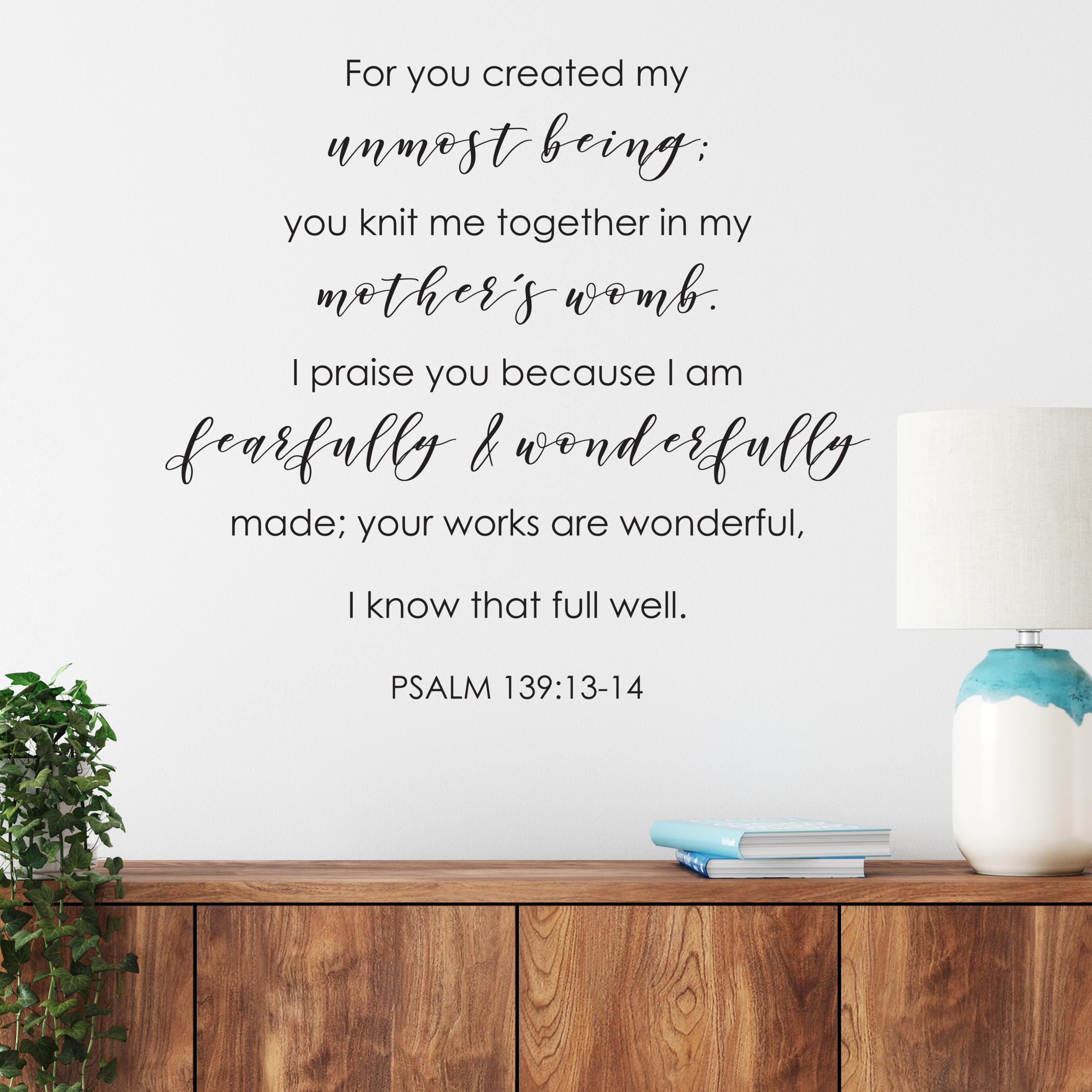 I AM FEARFULLY & WONDERFULLY MADE PSALM VINYL WALL DECAL HOME DECOR QUOTE 