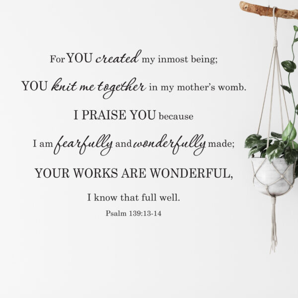 Psalm 139v14 Vinyl Wall Decal 30