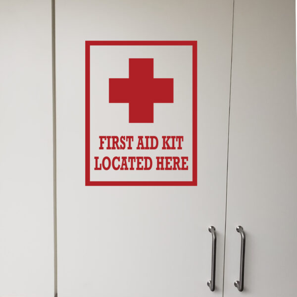FIRST AID KIT Located Here Vinyl Decal