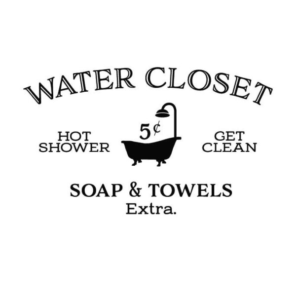 Water Closet Hot Shower Get Clean Vinyl Wall Decal 2