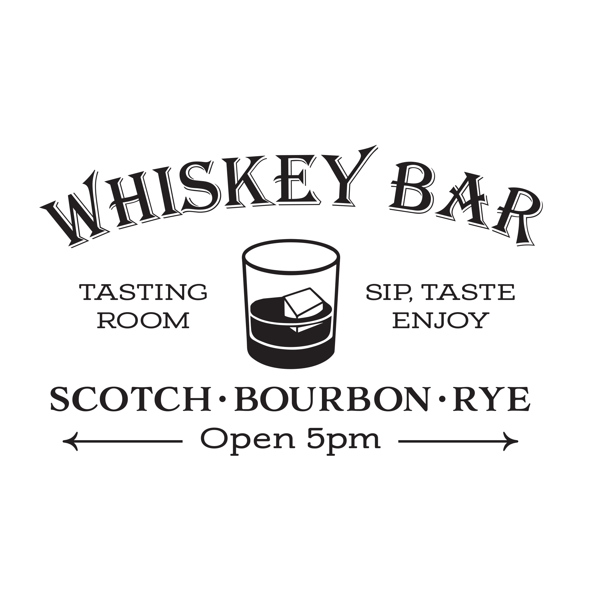 WHISKEY BAR Vinyl Wall Decal Whiskey on Ice