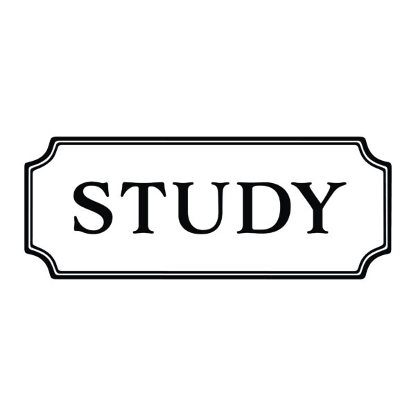 STUDY Vinyl Wall Decal by Wild Eyes Signs, Study Door, Glass Door Sign, Vinyl Lettering Sticker, Modern Home Décor, Rectangle Border Frame, HH2463