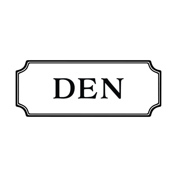 DEN Vinyl Wall Decal by Wild Eyes Signs, Den Door, Glass Door Sign, Vinyl Lettering Sticker, Modern Home Decor, Rectangle Border Frame, HH2486